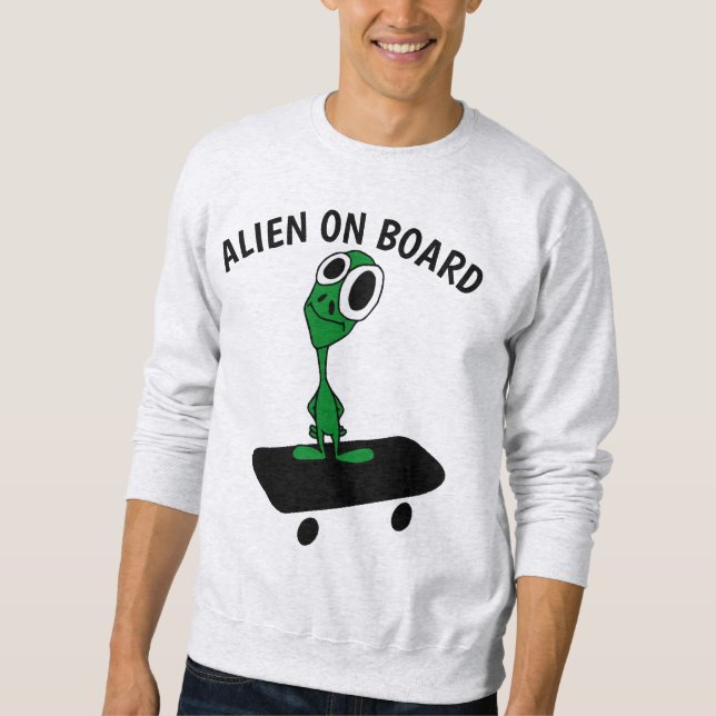 ALIEN SKATEBOARDING SKATEBOARDER T-Shirt Lång Ärmad Tröja (Framsida)