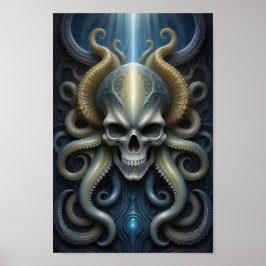 Alien Skull Octopus - 001 - Fantasy Art Poster