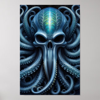 Alien Skull Octopus - 001 - Natt V - Fantasy Art Poster