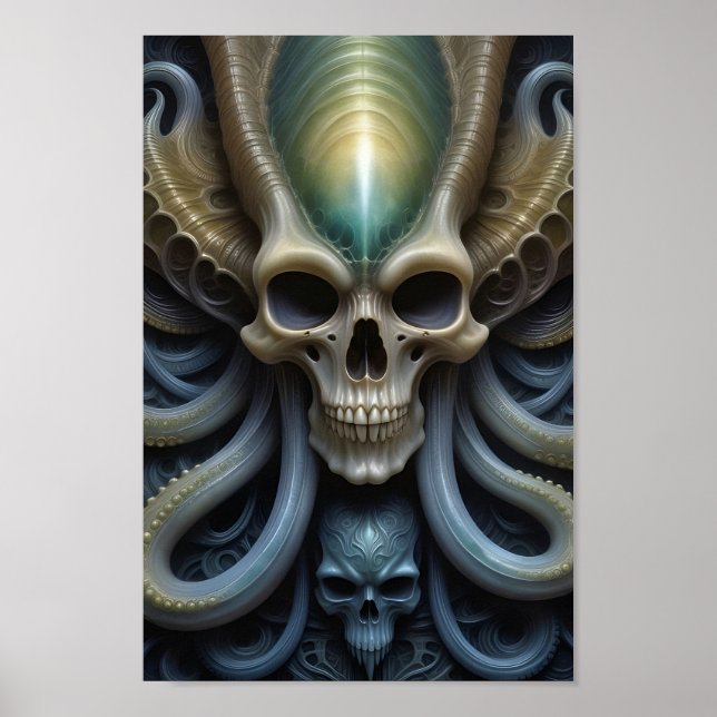Alien Skull Octopus - 006 - Fantasy Art Poster (Framsidan)