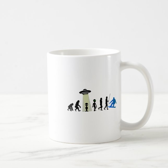 Alien Snowboard Evolution Pun Joke Winter Boarding Kaffemugg (Höger)