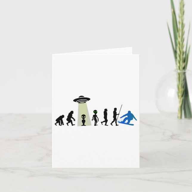 Alien Snowboard Evolution Pun Joke Winter Boarding Kort (Framsida)