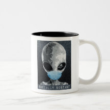 Alien Socially Distant Coffee Mugg
