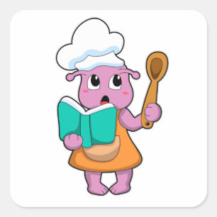 Alien som Cook med Cookbook Fyrkantigt Klistermärke