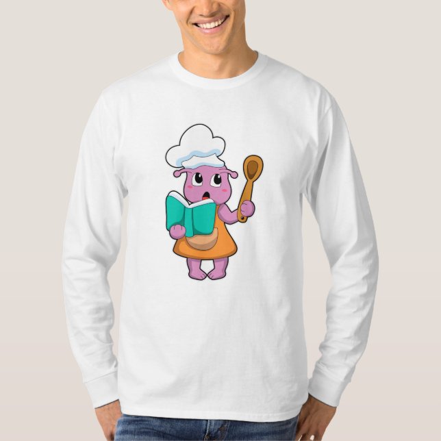 Alien som Cook med Cookbook T Shirt (Framsida)
