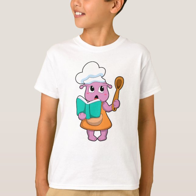 Alien som Cook med Cookbook T Shirt (Framsida)