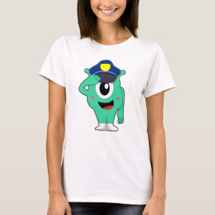 Alien som polis med polishatt t shirt