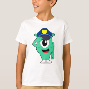 Alien som polis med polishatt t shirt