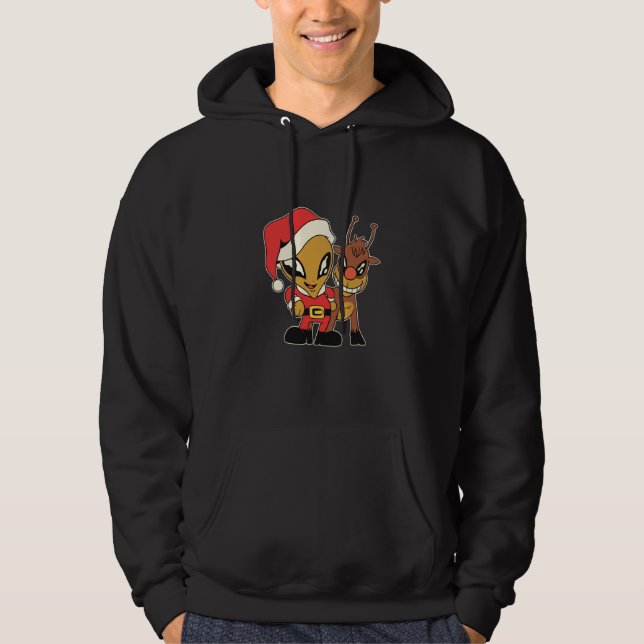 alien space aliens ufo santa deer hoodie (Framsida)