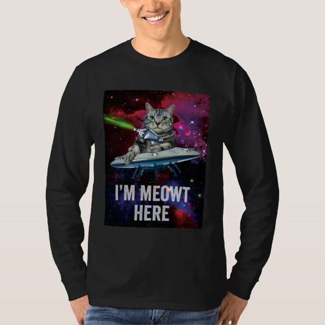 Alien Space Cat I m Meowt Here UFO T Shirt (Framsida)