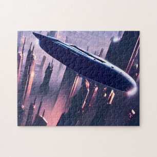 Alien Space-Frakt som kommer över staden Pussel