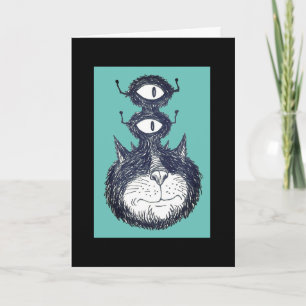Alien Space Kat Belet Birthday Card Kort