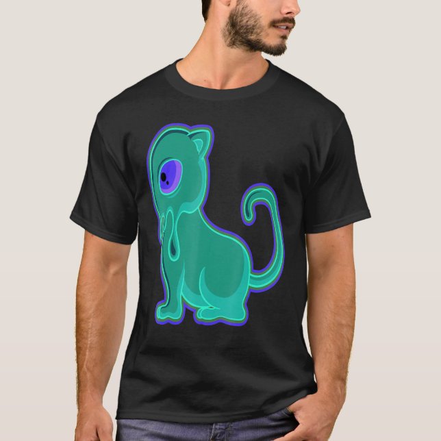 Alien Space Kat Space Kitten Edm Melt T Shirt (Framsida)