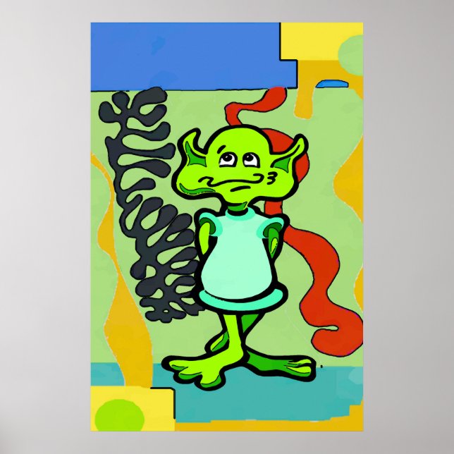 Alien Space Man Abstrakt Poster (Framsidan)