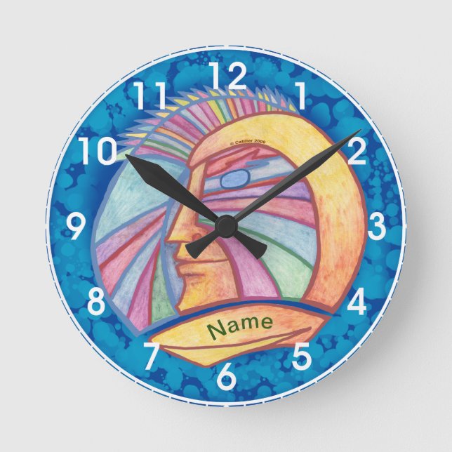 Alien Spaceman Clock Rund Klocka (Framsida)