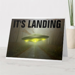 ALIEN SPACESHIP FUNNY BIG BIRTHDAY CARD KORT