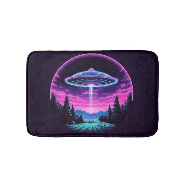 Alien Spaceship Retro Futuristiska Badrumsmatta (Framsidan)