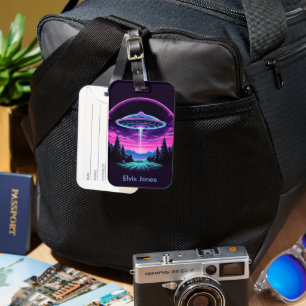 Alien Spaceship Retro Futuristiska Bagagebricka