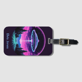 Alien Spaceship Retro Futuristiska Bagagebricka