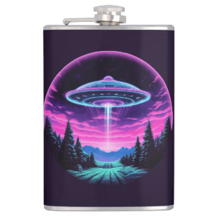 Alien Spaceship Retro Futuristiska Fickplunta
