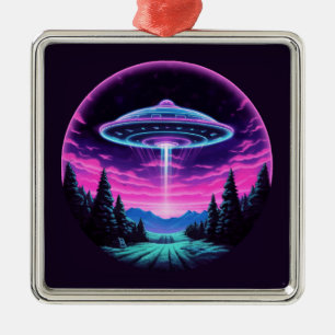 Alien Spaceship Retro Futuristiska Julgransprydnad Metall