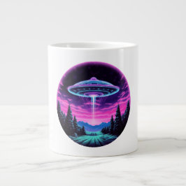Alien Spaceship Retro Futuristiska Jumbo Mugg