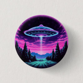 Alien Spaceship Retro Futuristiska Knapp