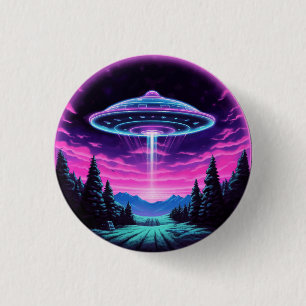 Alien Spaceship Retro Futuristiska Knapp