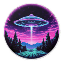 Alien Spaceship Retro Futuristiska Knopp