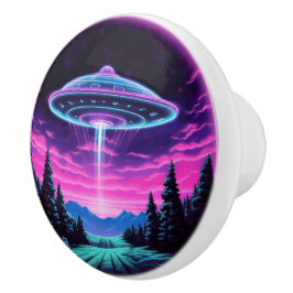 Alien Spaceship Retro Futuristiska Knopp