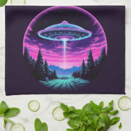 Alien Spaceship Retro Futuristiska Kökshandduk