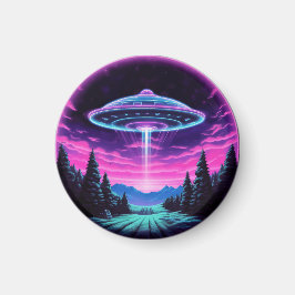 Alien Spaceship Retro Futuristiska Magnet