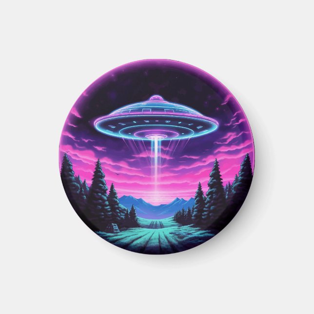 Alien Spaceship Retro Futuristiska Magnet (Framsidan)