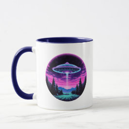 Alien Spaceship Retro Futuristiska Mugg
