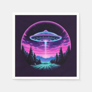 Alien Spaceship Retro Futuristiska Pappersservett