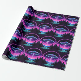 Alien Spaceship Retro Futuristiska Presentpapper