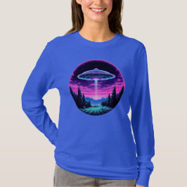 Alien Spaceship Retro Futuristiska T Shirt