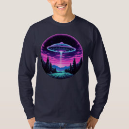 Alien Spaceship Retro Futuristiska T Shirt
