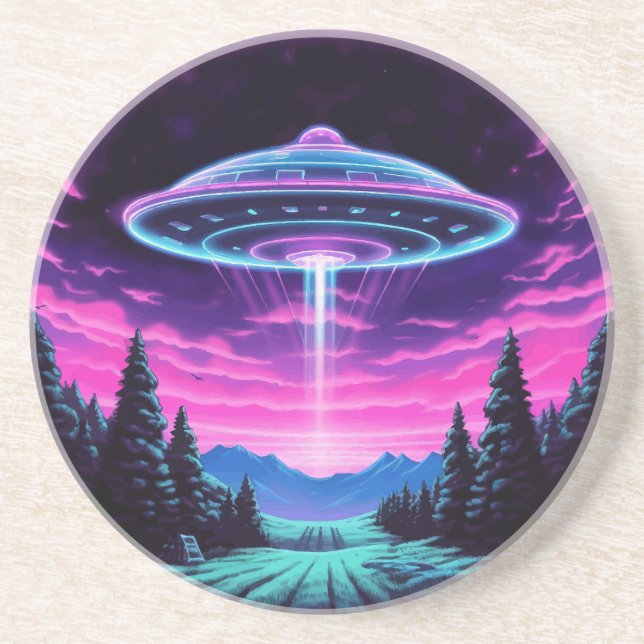 Alien Spaceship Retro Futuristiska Underlägg (Framsidan)