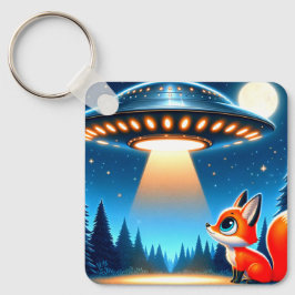 Alien Spacesship och a Fox Nyckelring