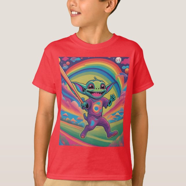 Alien Spela Baseball T Shirt (Framsida)