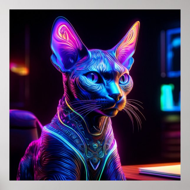Alien Sphinx Cat Sits In his Captain's Chair Poster (Framsidan)
