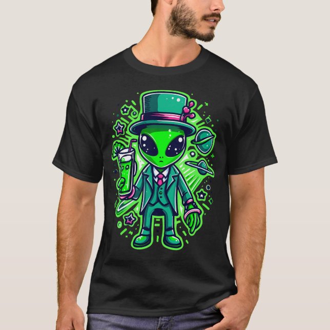 Alien St patricks day Extraterrestrial Shamrock Ir T Shirt (Framsida)