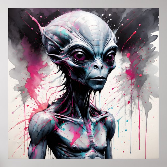 Alien Stänk Paint Poster (Framsidan)