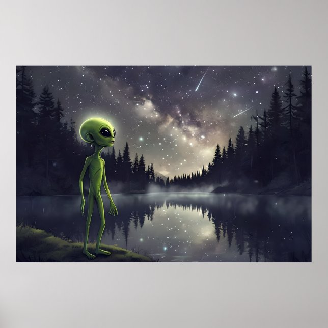 Alien Stargazer - Cosmic Sjö Poster (Framsidan)