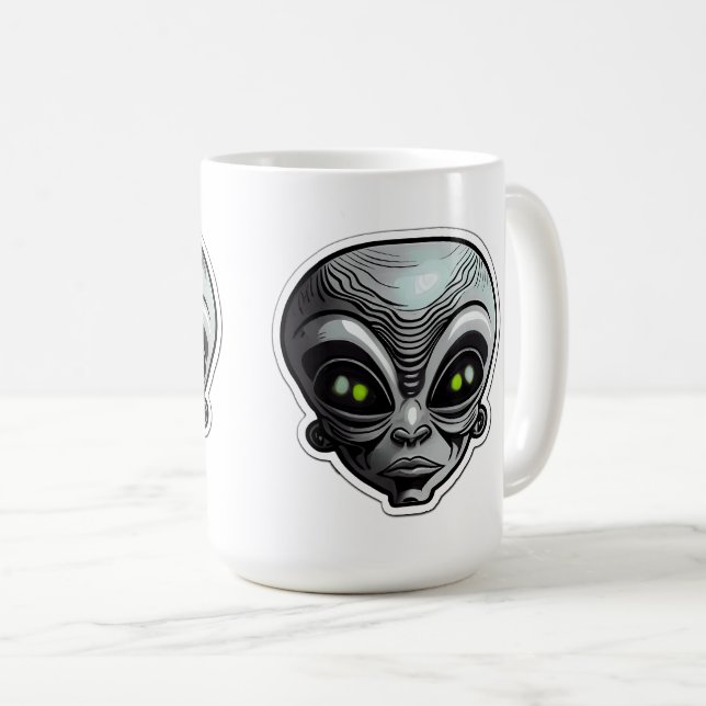 Alien Sticker Art Classic Mugg, 15 oz Kaffemugg (Framsida höger)