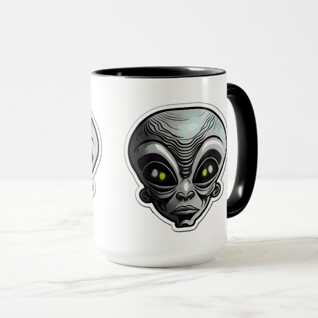 Alien Sticker Art Combo Mugg, 15 oz Mugg (Framsida höger)