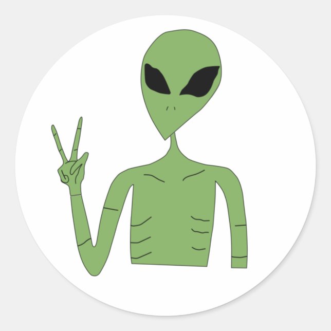 Alien Sticker Runt Klistermärke (Framsida)