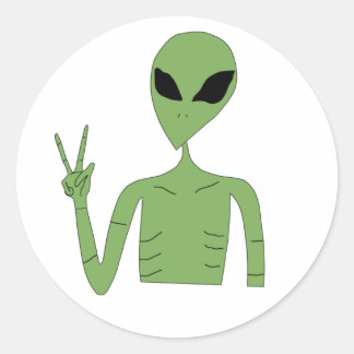 Alien Sticker Runt Klistermärke