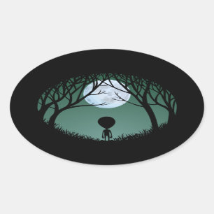 Alien Stickers Roligt Halloween Alien Stickers Ovalt Klistermärke